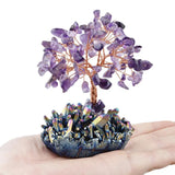 Crystal Money Tree with Rough Quartz Base and Amethyst Gravel Chip Minerals