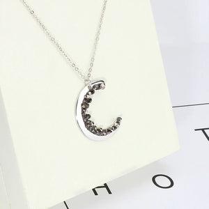 Crystal Moon Necklace Planet Pendant Chain Bridal Jewelry