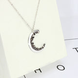 Crystal Moon Necklace Planet Pendant Chain Bridal Jewelry
