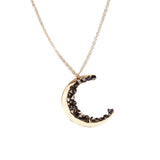 Crystal Moon Necklace Planet Pendant Chain Bridal Jewelry