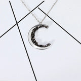 Crystal Moon Necklace Planet Pendant Chain Bridal Jewelry