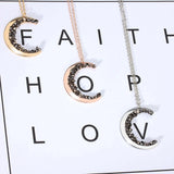 Crystal Moon Necklace Planet Pendant Chain Bridal Jewelry