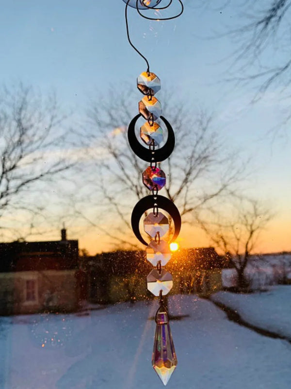 Crystal Moon Phase Suncatcher Wall Hanging Art