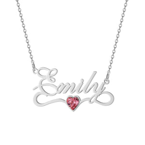 Crystal Name Necklace With Birthstone Plate Letter Pendant