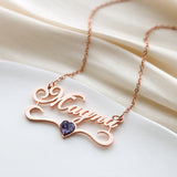 Crystal Name Necklace With Birthstone Plate Letter Pendant