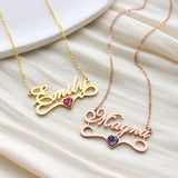 Crystal Name Necklace With Birthstone Plate Letter Pendant