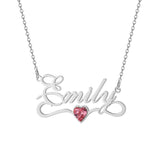 Crystal Name Necklace With Birthstone Plate Letter Pendant