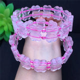 Ice-like Pink Crystal Bracelet Pink Rose Quartz Crystal Hand Bracelet