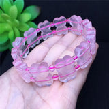 Ice-like Pink Crystal Bracelet Pink Rose Quartz Crystal Hand Bracelet