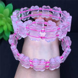 Ice-like Pink Crystal Bracelet Pink Rose Quartz Crystal Hand Bracelet
