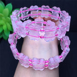 Ice-like Pink Crystal Bracelet Pink Rose Quartz Crystal Hand Bracelet