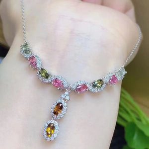 Crystal Necklace Inlaid Crystal Gem Tassel Pendant for Women and Men