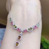 Crystal Necklace Inlaid Crystal Gem Tassel Pendant for Women and Men