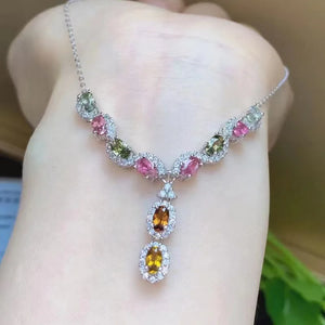 Crystal Necklace Inlaid Crystal Gem Tassel Pendant for Women and Men