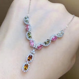 Crystal Necklace Inlaid Crystal Gem Tassel Pendant for Women and Men
