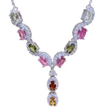 Crystal Necklace Inlaid Crystal Gem Tassel Pendant for Women and Men