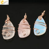 Wire Wrap Crystal Pendant Rose Necklace Amethyst Quartz G196