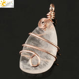 Wire Wrap Crystal Pendant Rose Necklace Amethyst Quartz G196