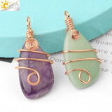 Wire Wrap Crystal Pendant Rose Necklace Amethyst Quartz G196
