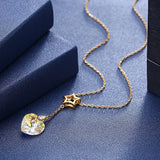 Crystal Necklace 925 Sterling Silver Star Heart Pendant Jewelry Gift