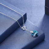 Crystal Necklace 925 Sterling Silver Star Heart Pendant Jewelry Gift