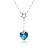 Crystal Necklace 925 Sterling Silver Star Heart Pendant Jewelry Gift