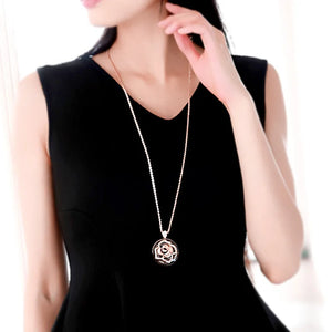 Crystal Flower Long Pendant Necklace Women Sweater Necklaces Jewelry