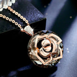 Crystal Flower Long Pendant Necklace Women Sweater Necklaces Jewelry