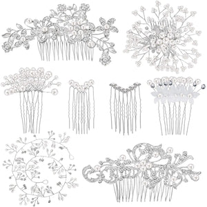 Crystal Pearl Bridal Hair Vine Tiaras Head piece Hair Comb Headband Hairpins