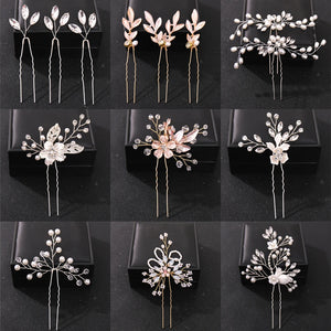 Crystal Pearl Flower Hair Pins Clips Wedding Hair Accessories
