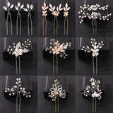 Crystal Pearl Flower Hair Pins Clips Wedding Hair Accessories