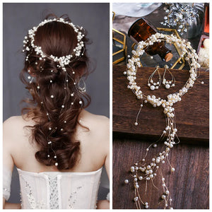 Crystal Pearl Hair Belt Bridal Hair Ornaments