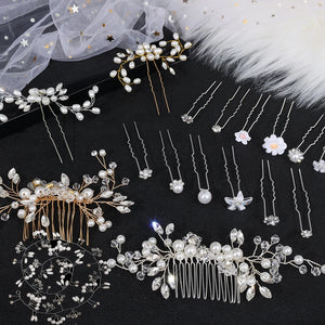 Crystal Pearl Hairpin Hair Vine Tiaras Headpiece Hair Comb Pins