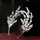 Crystal Pearl Headband Leaf Tiara Bridal Hair Jewelry