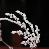 Crystal Pearl Headband Leaf Tiara Bridal Hair Jewelry