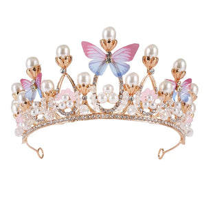 Princess Crown Butterfly Tiara for Girls Wedding Birthday Headwear