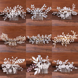 Crystal Pearl Rhinestone Wedding Hair Comb Accessories For Bride