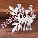 Crystal Pearl Rhinestone Wedding Hair Comb Accessories For Bride