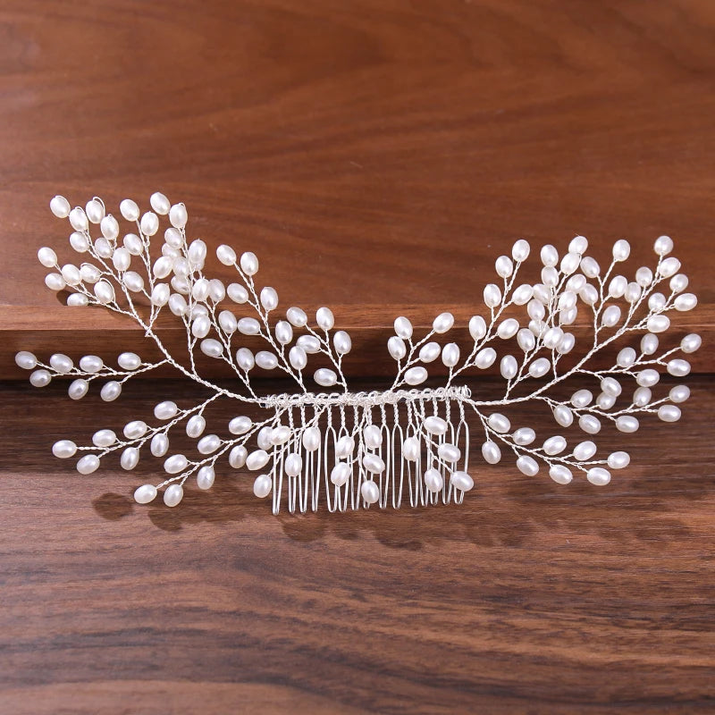 Crystal Pearl Rhinestone Wedding Hair Comb Accessories For Bride