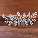 Crystal Pearl Rhinestone Wedding Hair Comb Accessories For Bride