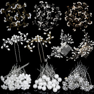 Crystal Pearl Hairpin Hair Vine Headpiece Wedding Hair Jewelry