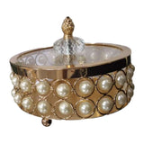 Crystal Pearls Jewelry Box Treasure Keepsake Box for Bedroom