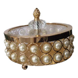 Crystal Pearls Jewelry Box Treasure Keepsake Box for Bedroom