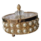 Crystal Pearls Jewelry Box Treasure Keepsake Box for Bedroom