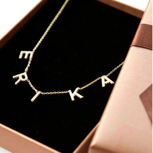 Crystal Pendant Name Necklace Zircon Letter Necklace Jewelry Gift