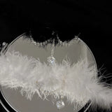 Crystal Pendant Feather Necklace Square Crystal Pendant Gothic Necklace