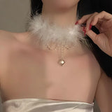 Crystal Pendant Feather Necklace Square Crystal Pendant Gothic Necklace