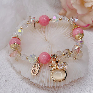 Crystal Pink Purple Stone Bracelets Women Jewelry