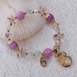 Crystal Pink Purple Stone Bracelets Women Jewelry