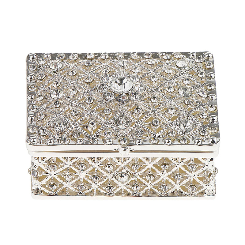 Crystal Rectangle Trinket Box Jewelry Storage for Women Girls